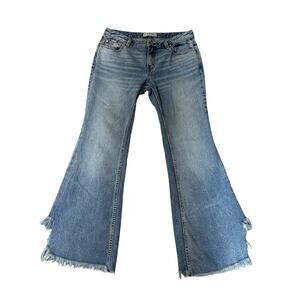 Free People We The Free Frayed Flared Raw Hem Jeans